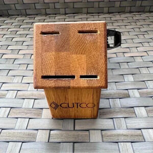 Cutco Studio Set‎ 4 Slot Knife Honey Oak Block Made in USA